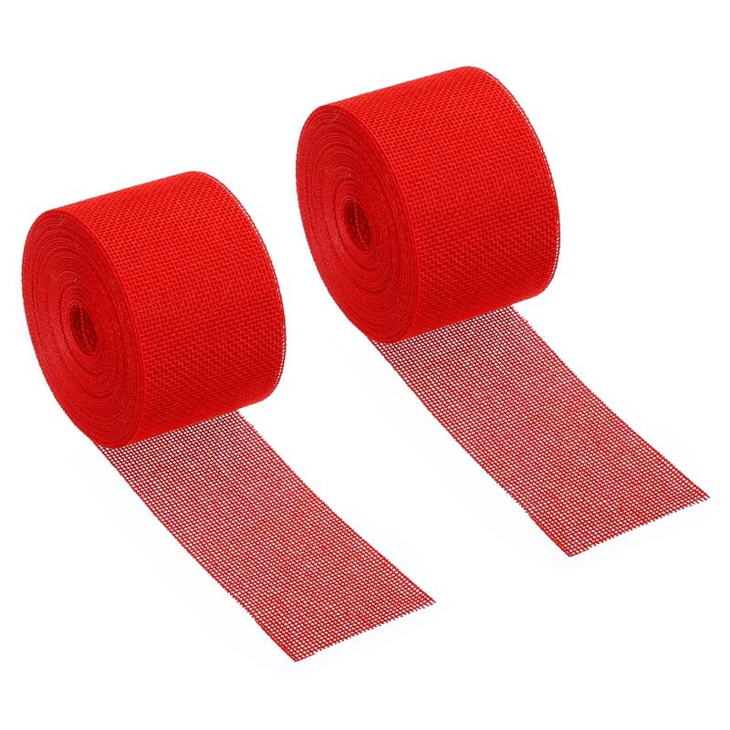 2pcs 2" Wide 11 Yards Burlap Fabric Ribbon Jute Crafts Roll Wrapping