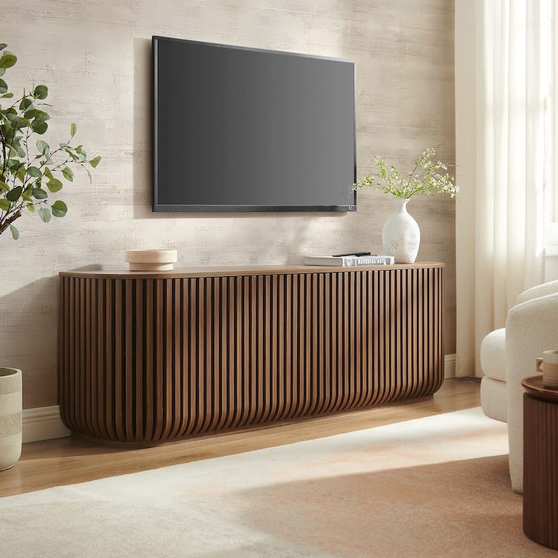 Fortitude 75" Curved Sideboard Storage Cabinet - Walnut