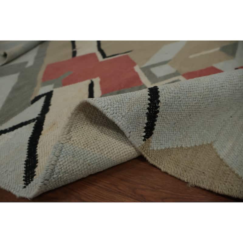 Hand Woven Oriental 100% Wool Carpet Southwestern Modern Greys & Charcoal Kilim Area Rug - 10' 0'' X 8' 0''