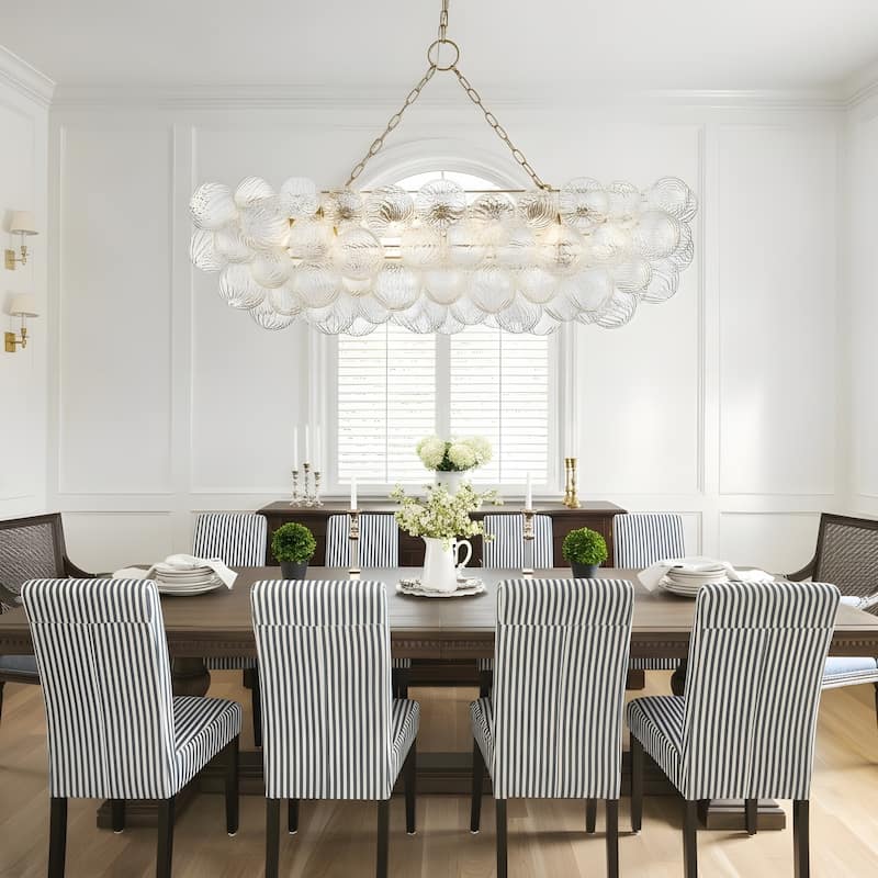 Gold Bubble Ball Chandelier, LED Pendant Light with Glass Globes