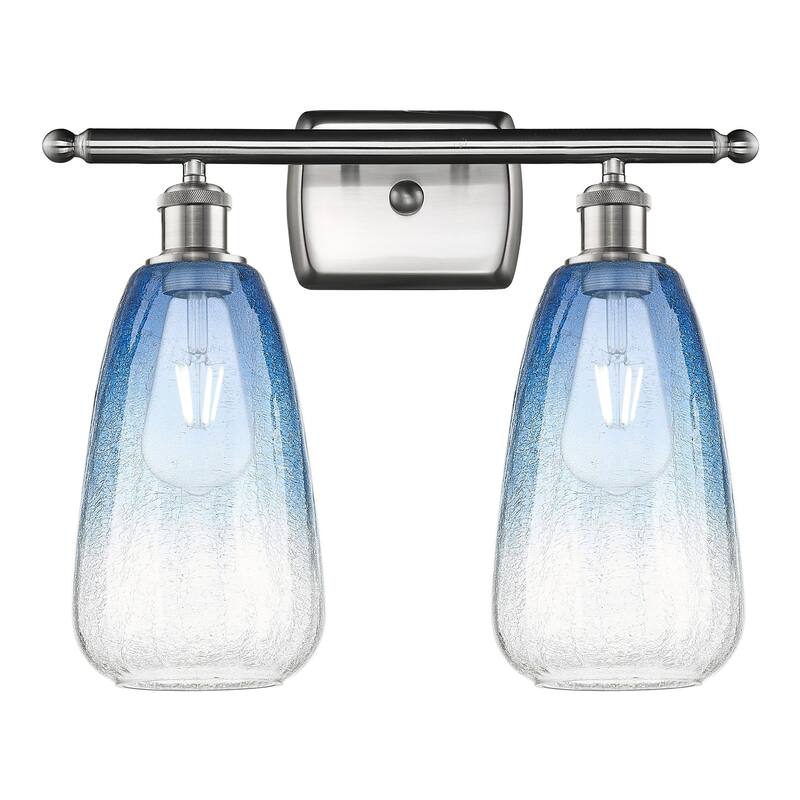 Innovations Lighting 516-2W-14-16 Brookhaven Almond Vanity Brookhaven - Brushed Satin Nickel / Sapphire Blue