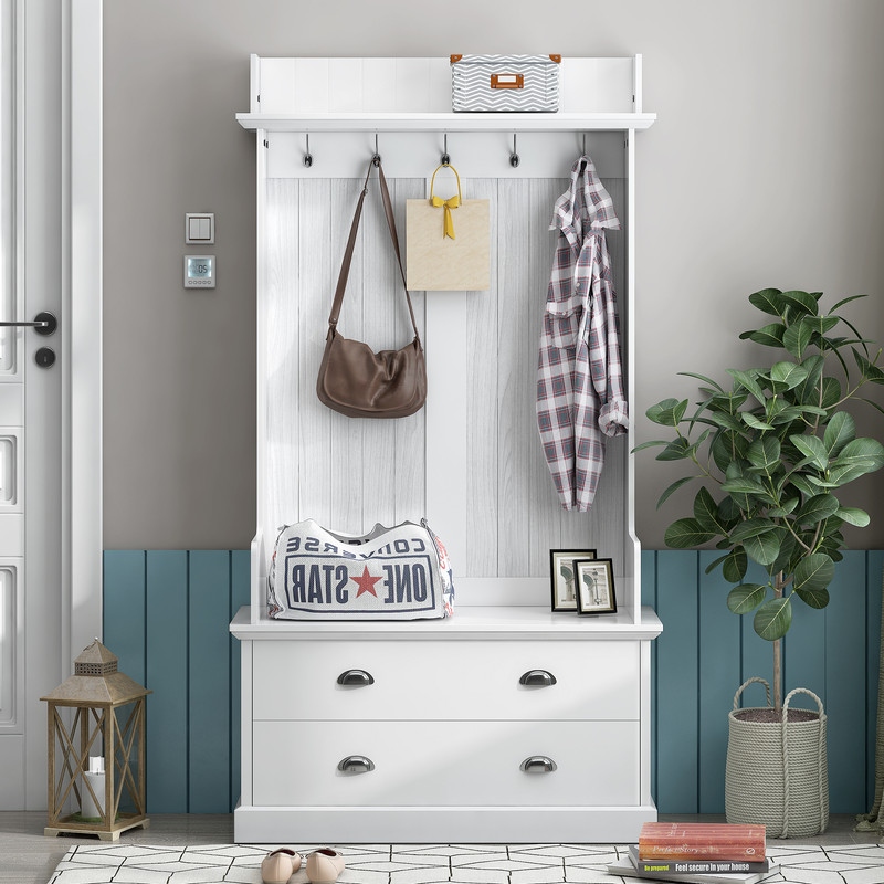 Hallway coat rack and bench sales