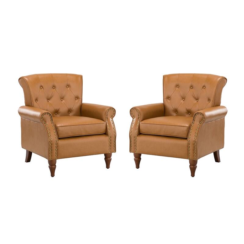 Mycenae Upholstered Accent Armchair with Nailhead Trim Set of 2