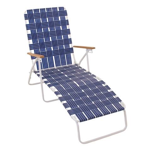 RIO Brands High Back Outdoor Folding Chaise Beach Lawn Pool Lounge Chair, Blue - 15