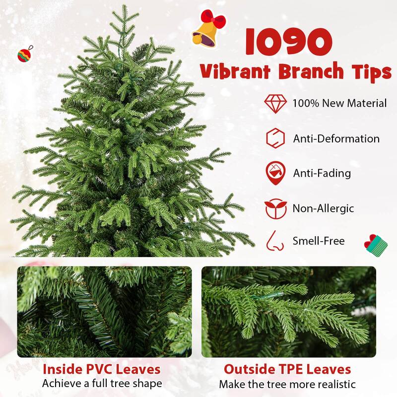 Costway 6/7/8 FT Artificial Christmas Tree with 270 LED Lights, 746 - See Details
