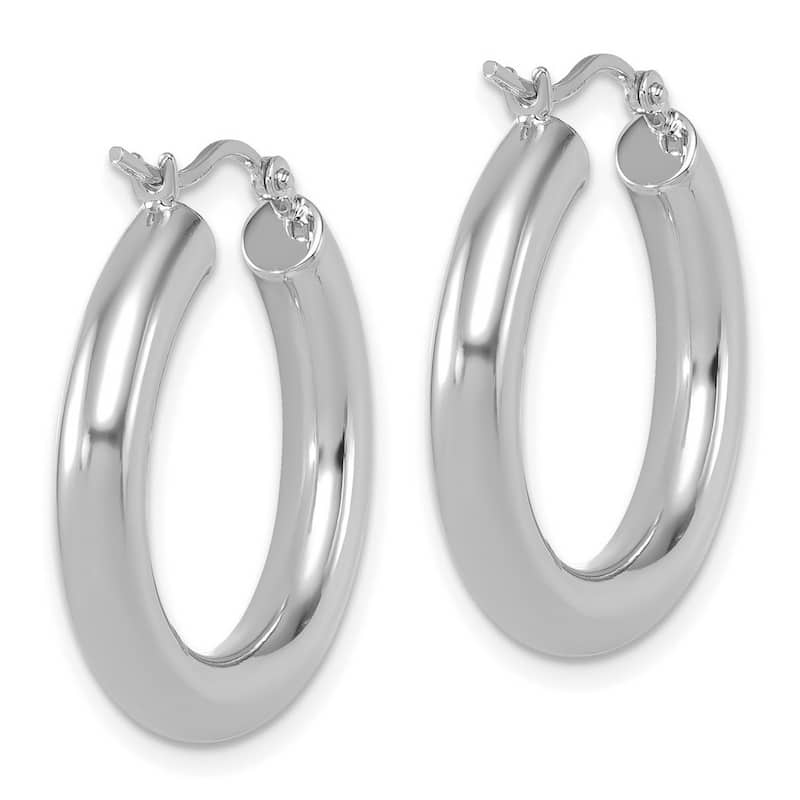 Curata 14k White Gold Polished Lightweight 26x4mm Hoop Earrings