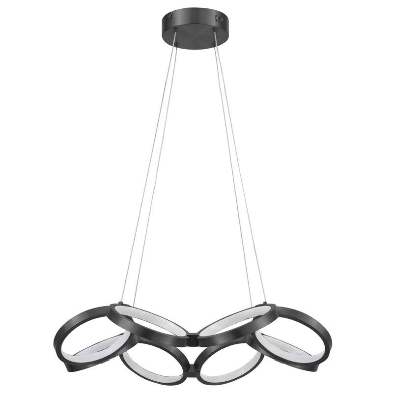 Modern Chandelier 64W Matte Black Ceiling Light - Dining Kitchen Foyer - 6