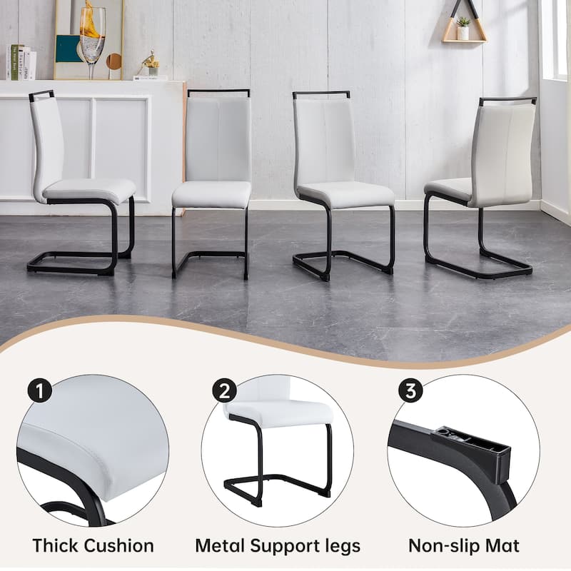 5/7-Piece Dining Table Set with PU Chairs, Modern Rectangular Dining Room Table Set for 4-6 People