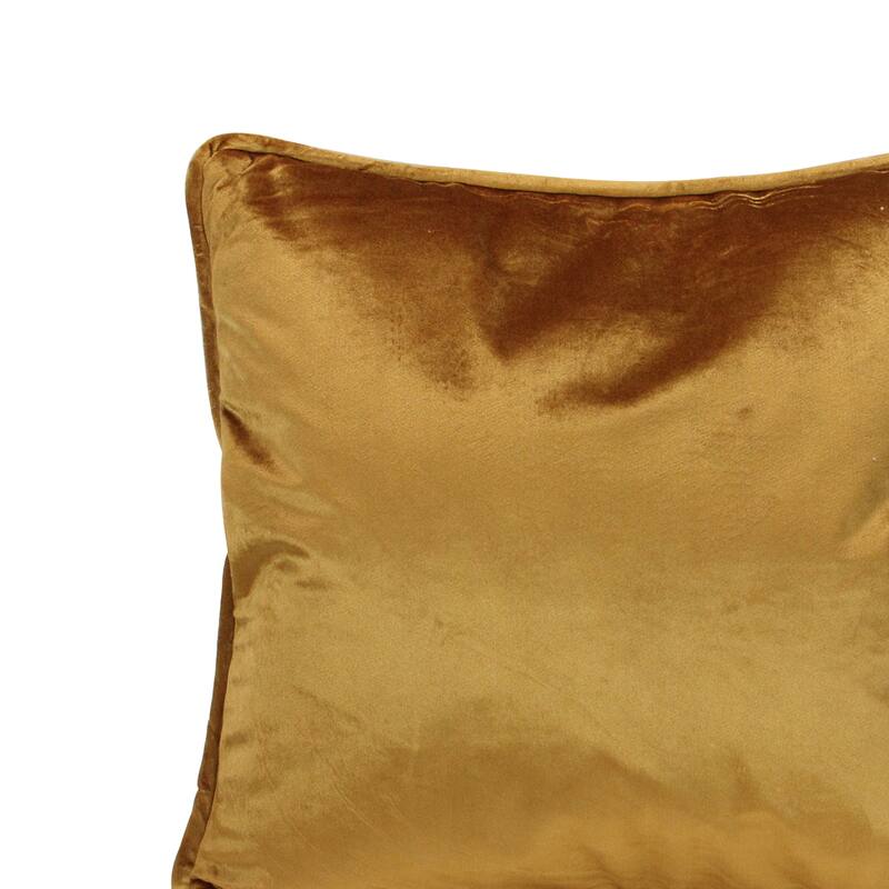 18" Solid Golden Mustard Plush Velvet Square Throw Pillow Piped Edging