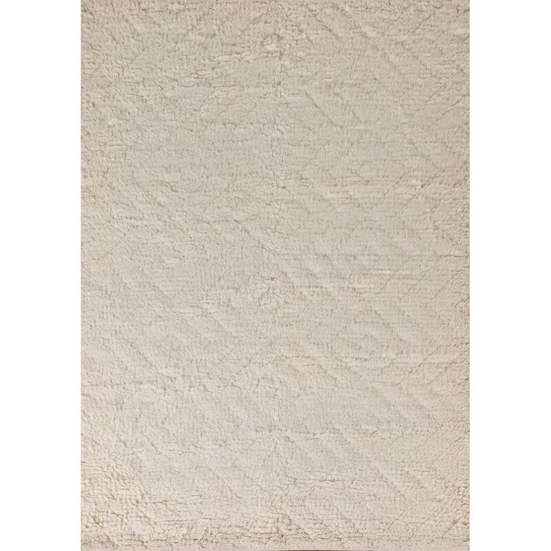 Earth Tone / Beige Moroccan Style Area Rug Hand-Knotted Wool Carpet - 5'3"x 7'6"
