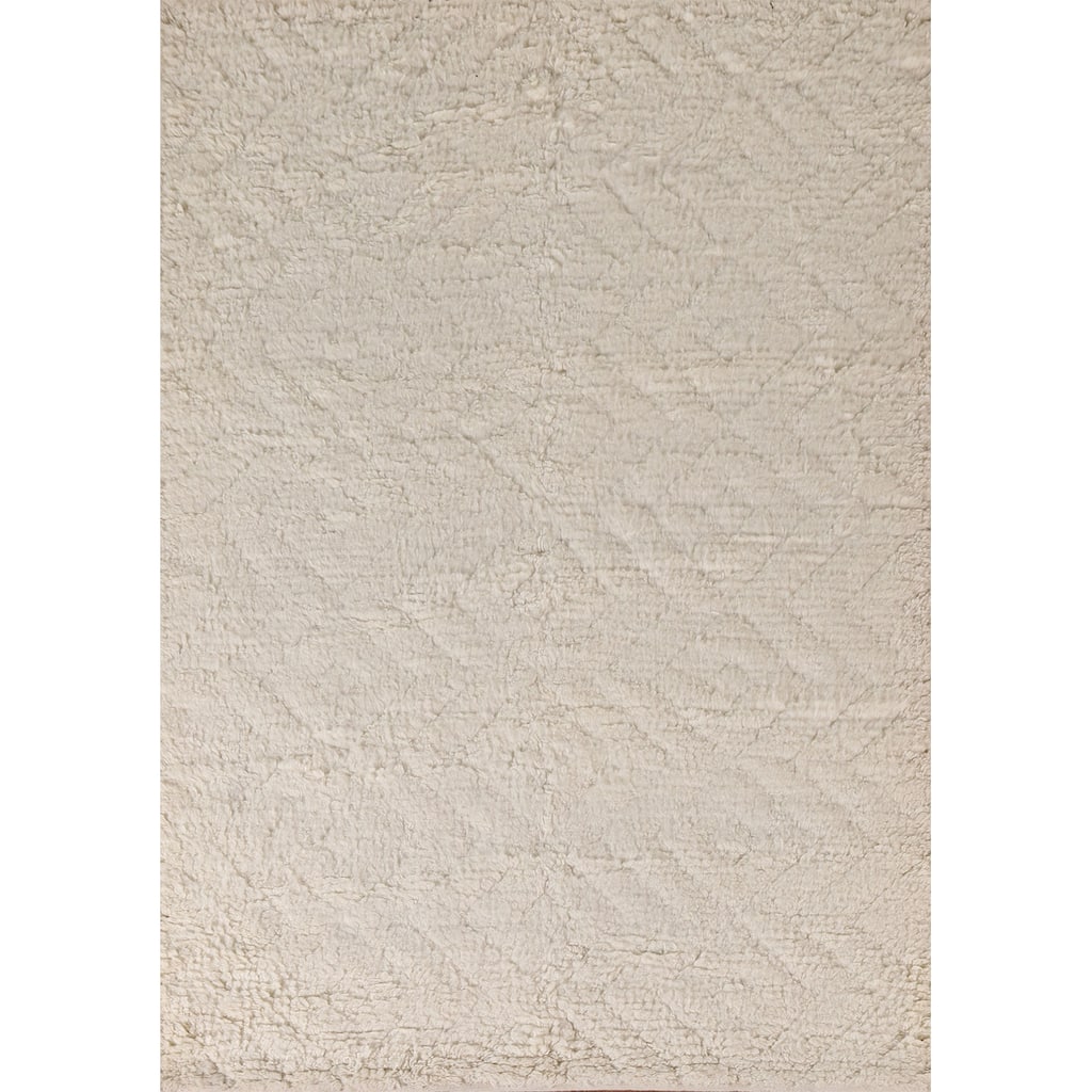 Earth Tone / Beige Moroccan Style Area Rug Hand-Knotted Wool Carpet - 5'3"x 7'6"