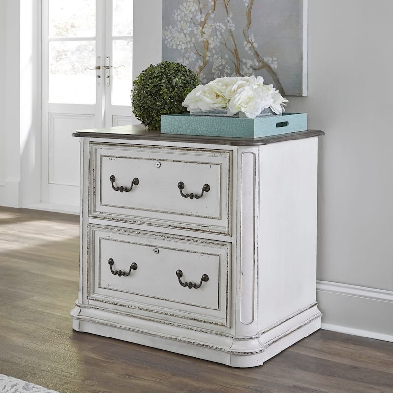 Magnolia Manor Antique White Jr Executive Media Lateral File - Antique White