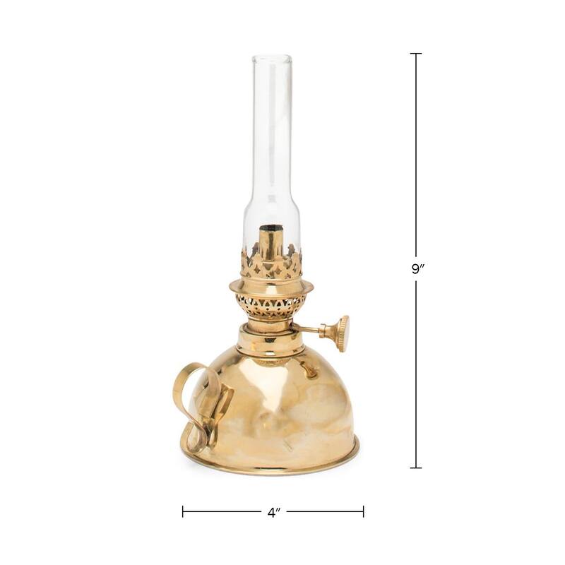 Kings County Tools 9-inch Tall Brass Oil Lamp - Extra-Bright Hurricane Lantern