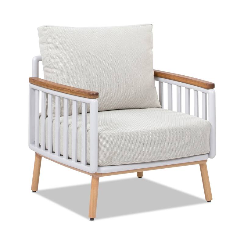 Rhodes Upholstered Teak & Aluminum Outdoor Patio Conversation Set