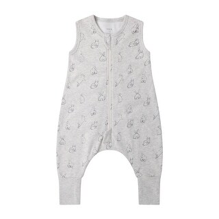 100% Organic Cotton 1.0 Tog Sleeping Bag with Legs Sleeveless Wearable Blanket- Gray Rabbit