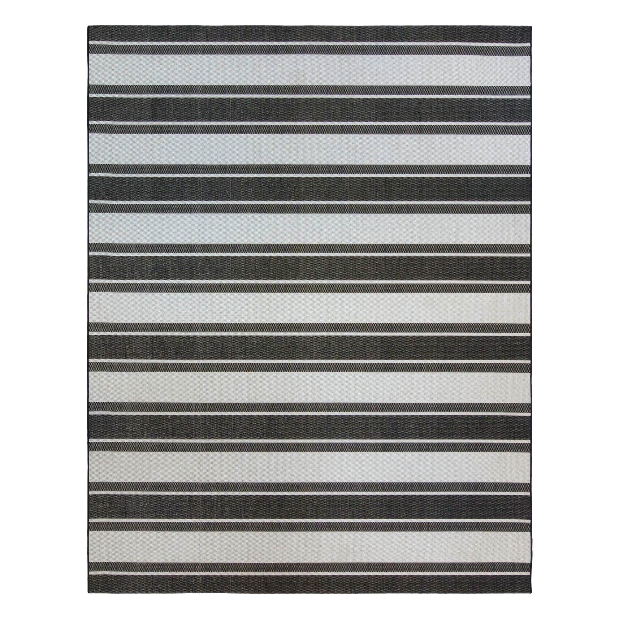 Gertmenian Paseo Castro Black/White Modern Stripe Flastweave Indoor/ Outdoor Area Rug On Sale