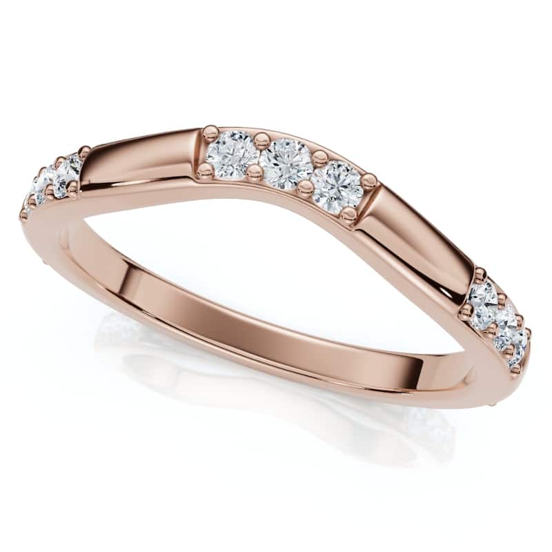 Bliss Diamond 1/3Ct Diamond Contour Wedding Guard Ring Womens Band Gold Lab Grown - 4.5 - Rose