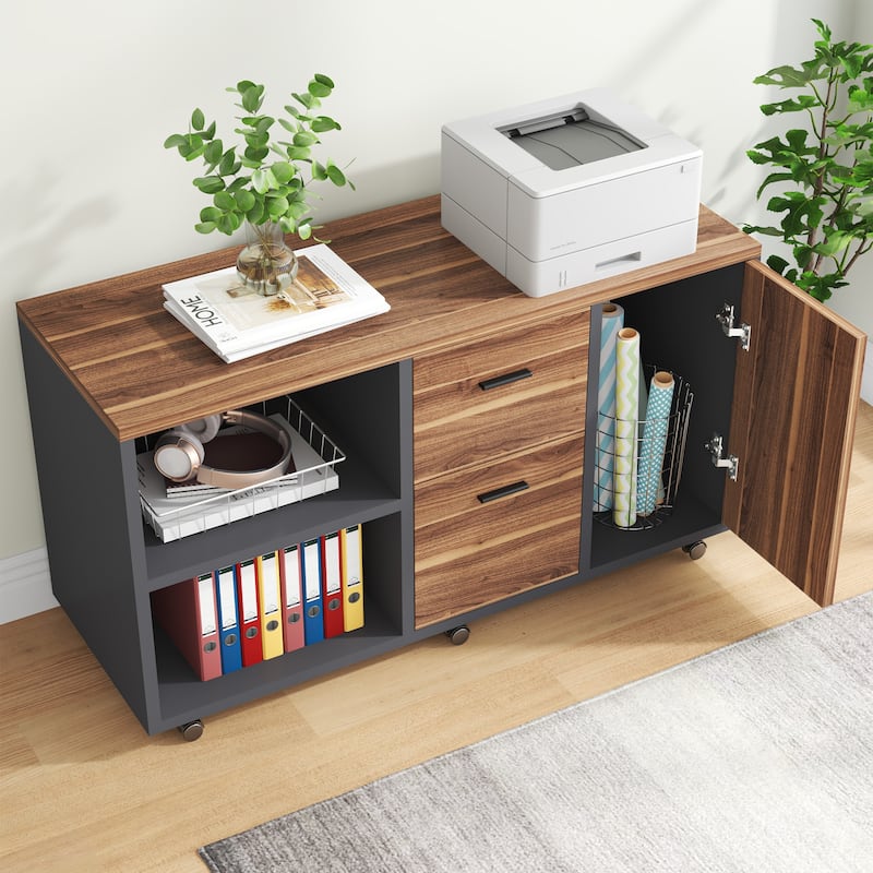 71 Inch Executive Desk with Mobile File Cabinet, L-Shaped Desk with Drawers & Shelves, Large Computer Desk for Home Office