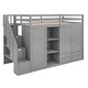 preview thumbnail 8 of 34, Functional Loft Bed with 3 Shelves, 2 Wardrobes and 2 Drawers, Gray