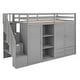 preview thumbnail 8 of 34, Stylish & Simple Functional Loft Bed with 3 Shelves, 2 Wardrobes and 2 Drawers, Ladder with Storage, No Box Spring Needed, Gray