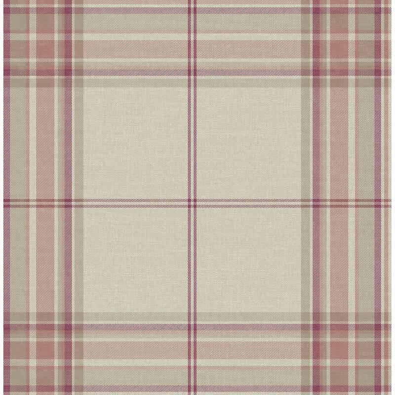 A-Street Prints Westley Magenta Plaid Wallpaper