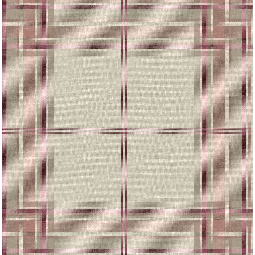 A-Street Prints Westley Magenta Plaid Wallpaper