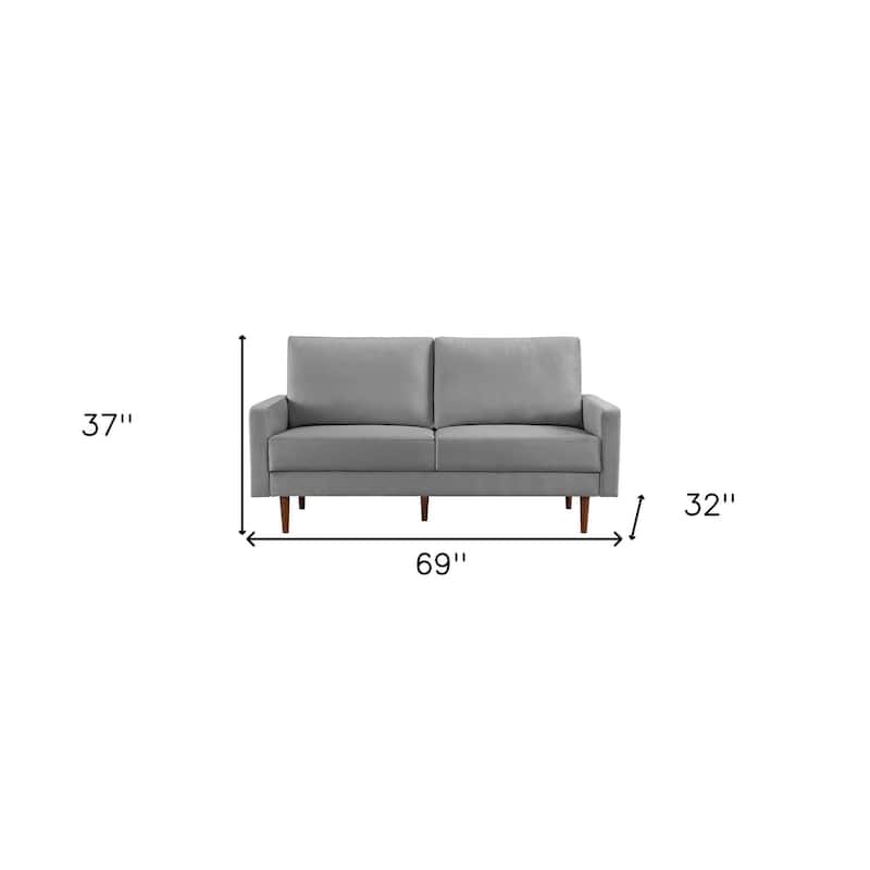HomeRoots 69" Gray Velvet Sofa With Dark Brown Legs - 69