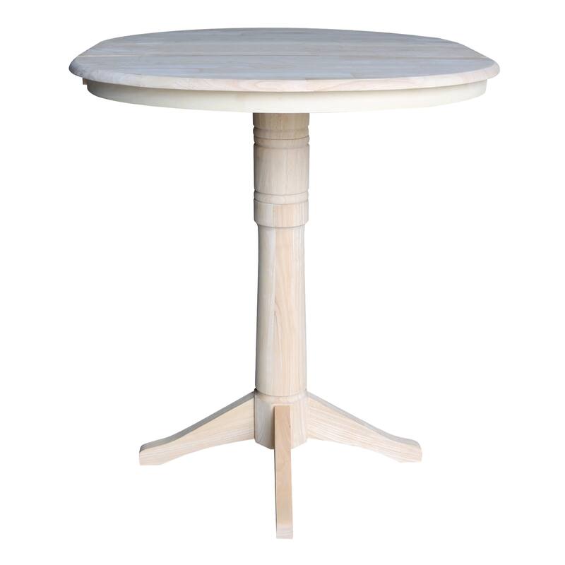 36" Round Pedestal Table With 12" Leaf - Unfinished