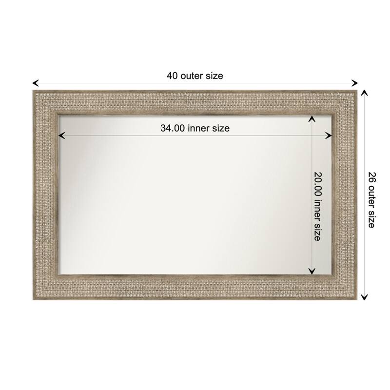 Trellis Silver Framed Non-Beveled Custom Wall Mirror, Bathroom Vanity Mirror - Outer Size: 40 x 26