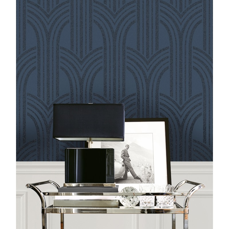 Seabrook Designs Diamond Stripe Glass Beaded Unpasted Wallpaper