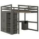 preview thumbnail 13 of 13, Spacious Cabin Style Full Size Loft Bed with Built-in Ladder,Storage Shelves and Wardrobe with Workstation,Safety Guaranteed