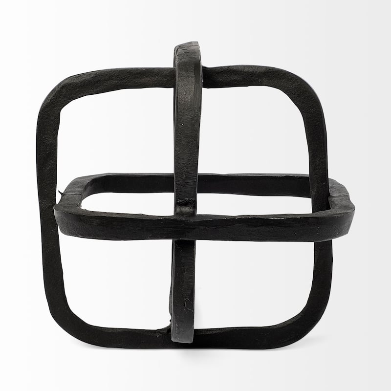 Willem Black Iron Cube Decorative Object - 8.6"L x 8.6"W x 8.6"H
