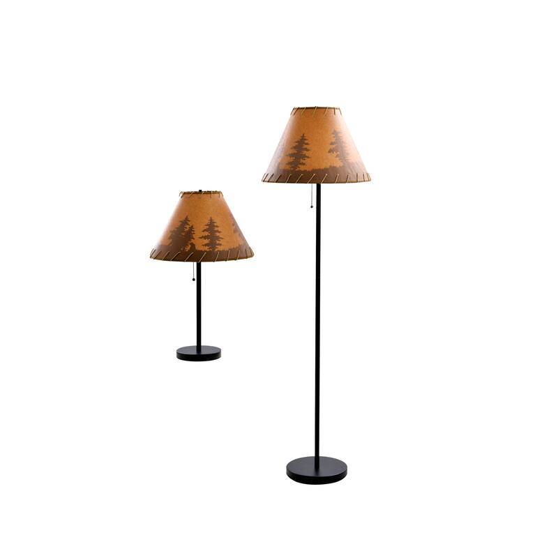 Catalina Lodge Table & Floor Lamp Set - Dark Bronze - Set of 3