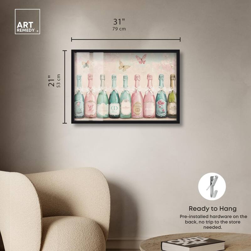 Champagne Mint and Pink Shadowbox by Art Remedy