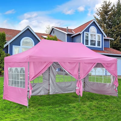 GDY 10x20 Ft Pop up Canopy Tent, Party Heavy Duty Instant Gazebo With 4 Removable Side Walls