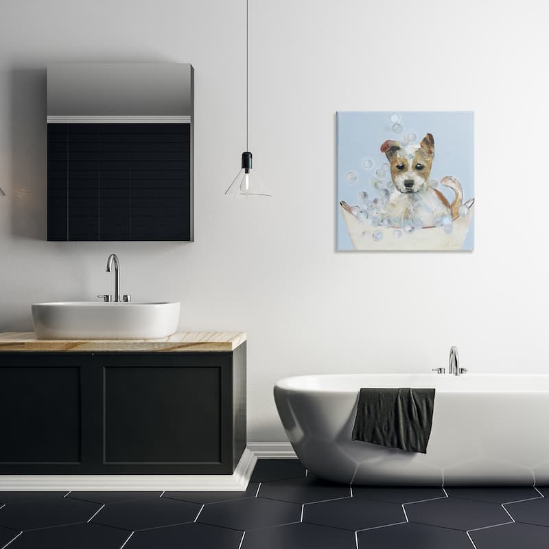 Stupell Fun Bubbles Puppy Bath Canvas Wall Art Design By Sally Swatland