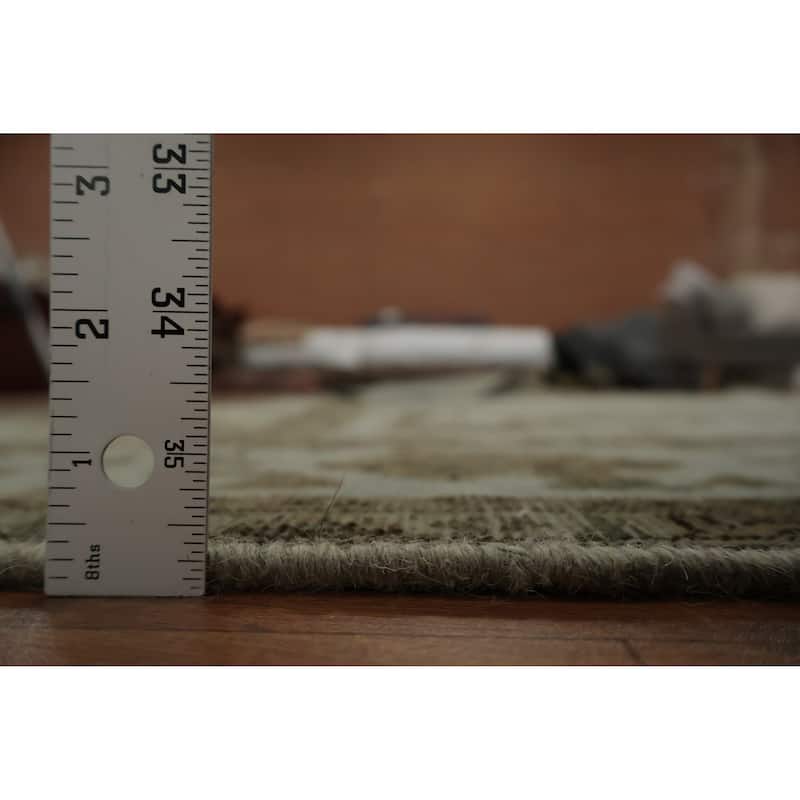 Hand Knotted Oriental 100% Wool Carpet Traditional Floral Green Tabriz Area Rug - 12' 7'' X 9' 3''