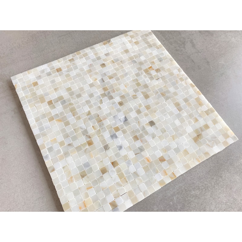 3/8 x 3/8 Grid Groutless Marble Mosaic Tiles