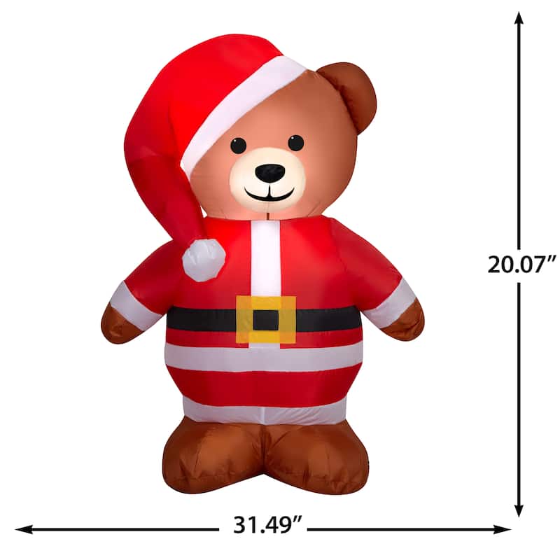 Airblown-Brown Bear in Santa Suit
