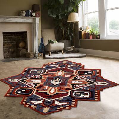 LR Home Bold Southwestern Summer Cabin Medallion Shape Rug