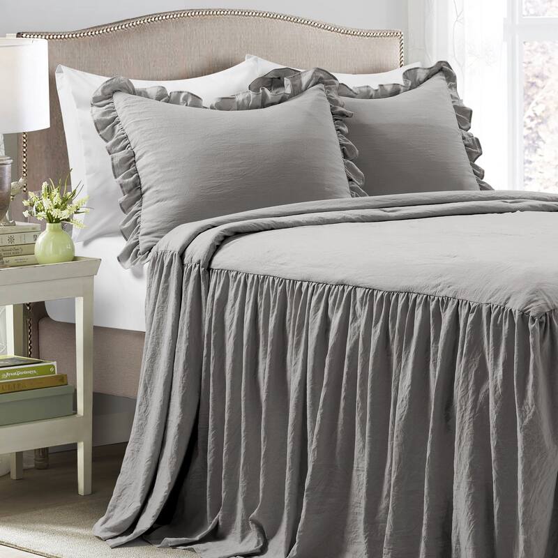 Lush Decor Ruffle Skirt Bedspread Set - Dark Gray - King