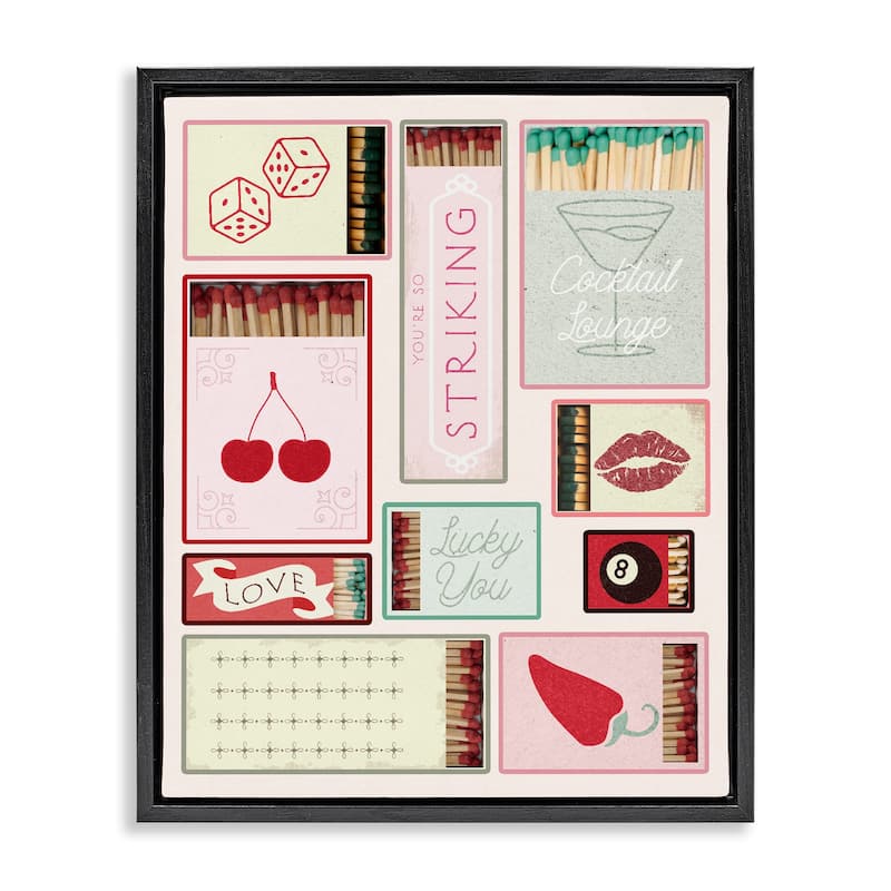 Stupell Trendy Glam Matchboxes Framed Floater Canvas Wall Art Design By Lil' Rue - 17 x 21 - Black