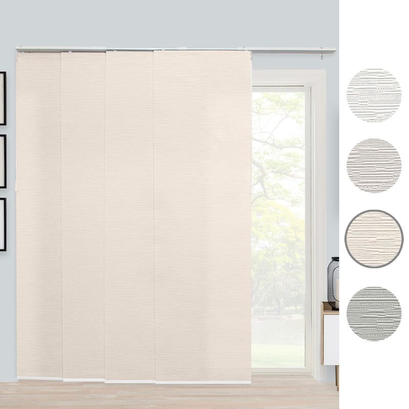 CHICOLOGY Adjustable Sliding Panels, 4-Rail Track, Vertical Blinds, Pation Door Curtain, Room Divider - Up to 86"W X 96"H - Rose Gold (Light Filtering)