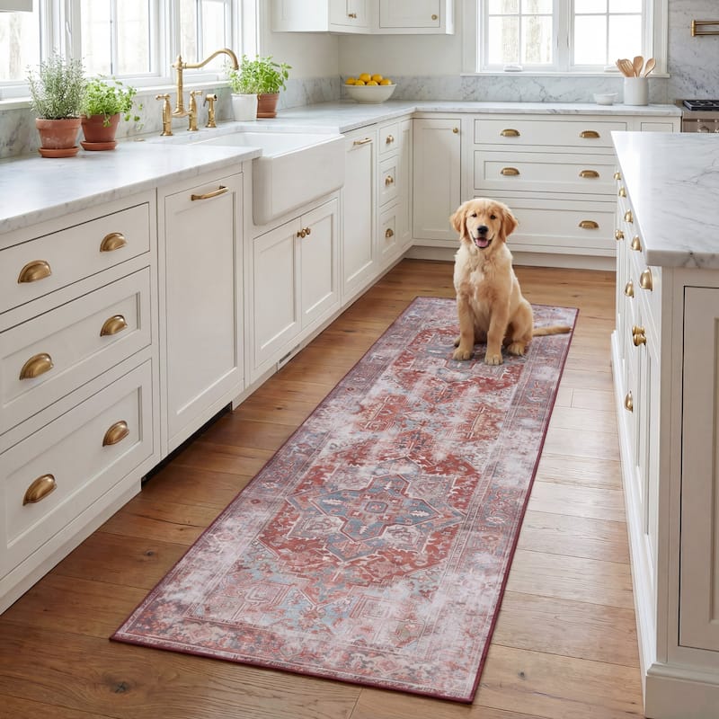 SAFAVIEH Tucson Machine Washable Slip Resistant Vida Distressed Rug