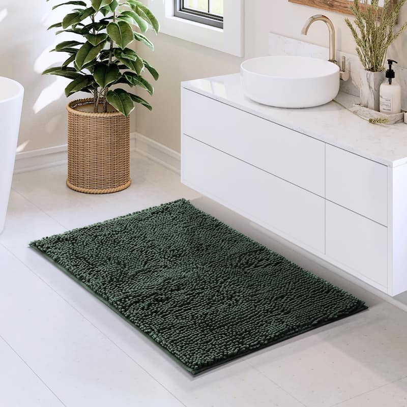 Empyrean Non-Slip Super Plush Chenille Bathroom Rugs - Medium - Hunter Green