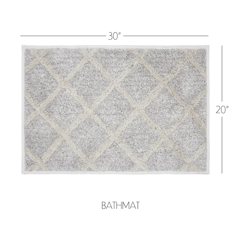 Frayed Lattice Oatmeal Tan Bathmat by VHC 20x30