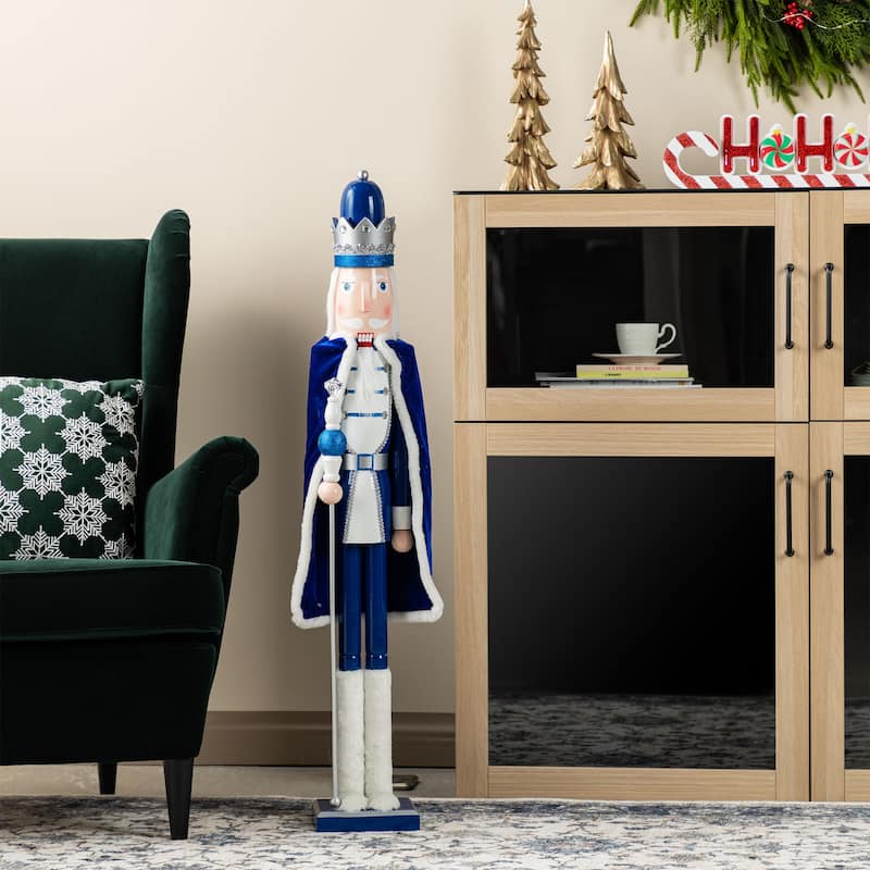 Glitzhome 42"H Wooden Hanukkah Blue King or White Soldier Nutcracker