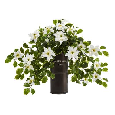 21" Poinsettia and Variegated Holly in Decorative er (Real Touch)