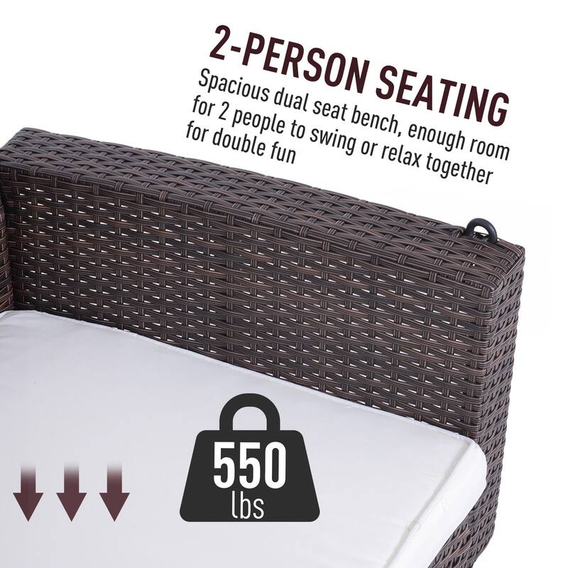 Outsunny 2 Person Wicker Hanging Swing Bench