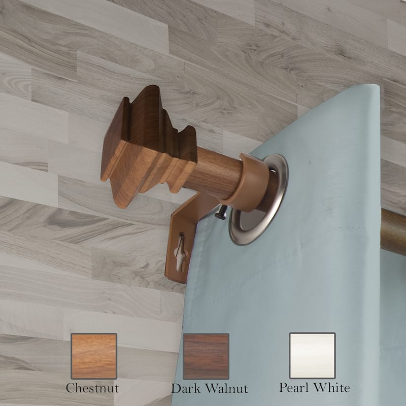InStyleDesign Tild 1 inch Faux Wood Curtain Rod - 66 to 120 inches - Chestnut